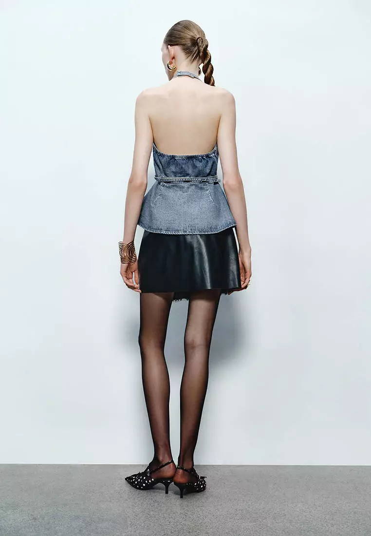 Halter Neck Denim Blouses
