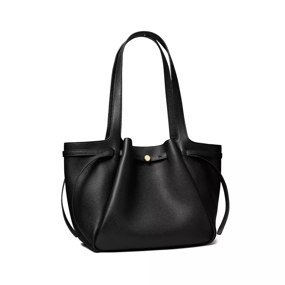 Romy Soft Pebbled Leather Tote Bag Black