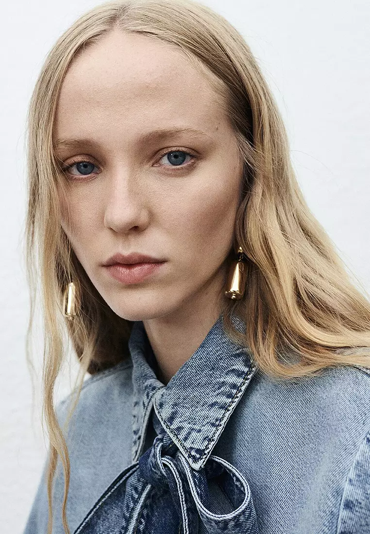 Denim Shirt With Bow