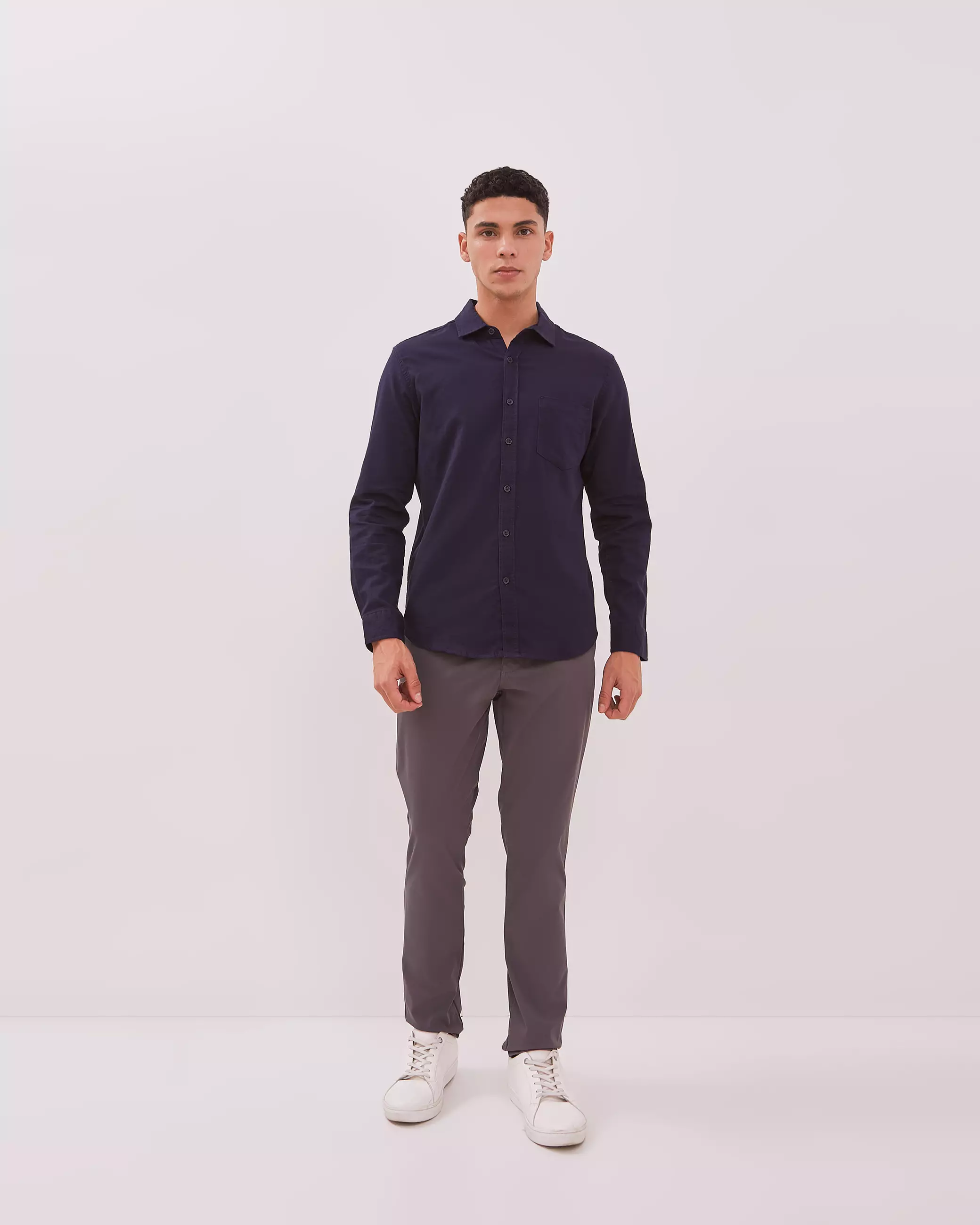 AMK Kemeja Pria Lengan Panjang SHS Henri Ls Navy