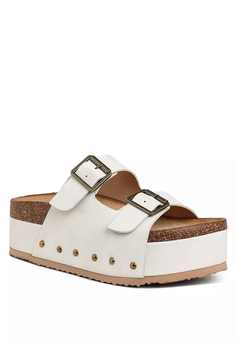 Studded Faux Leather Slip-On In Off-White