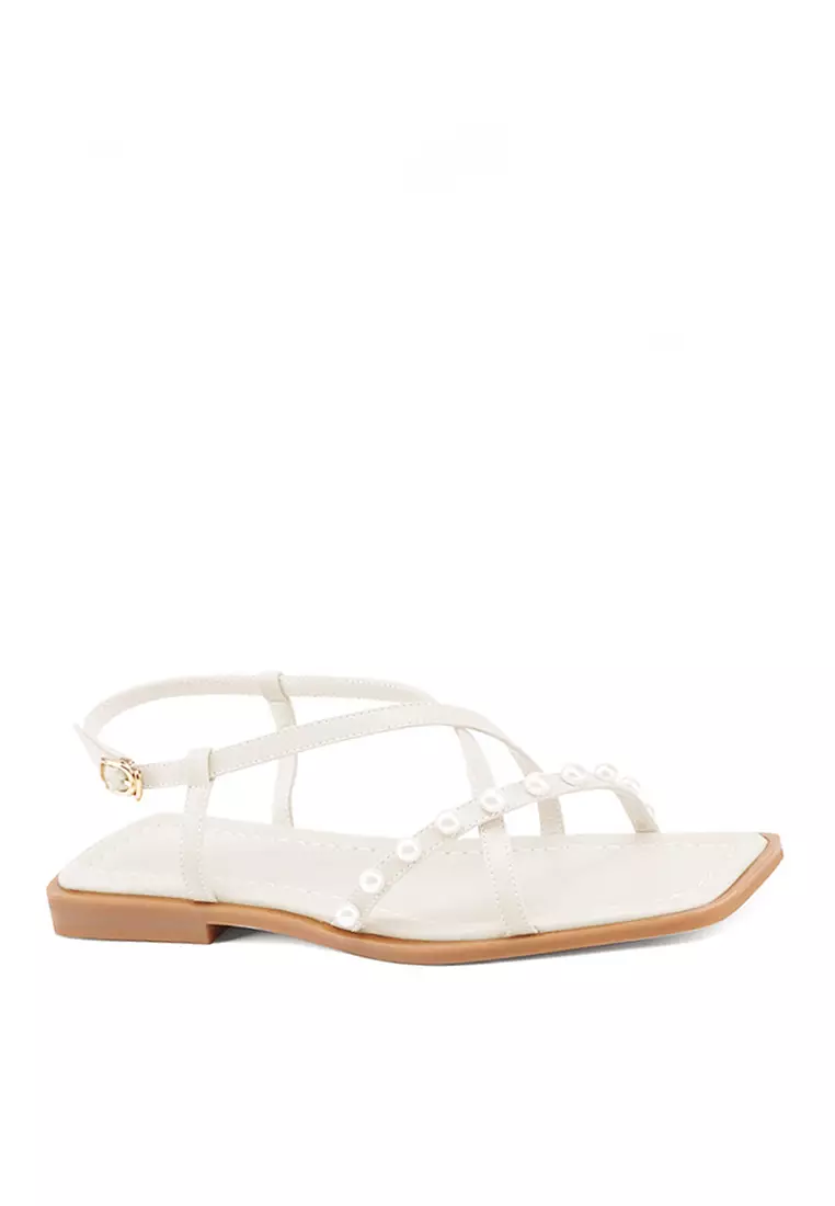 White leather flat sandals womens outlet
