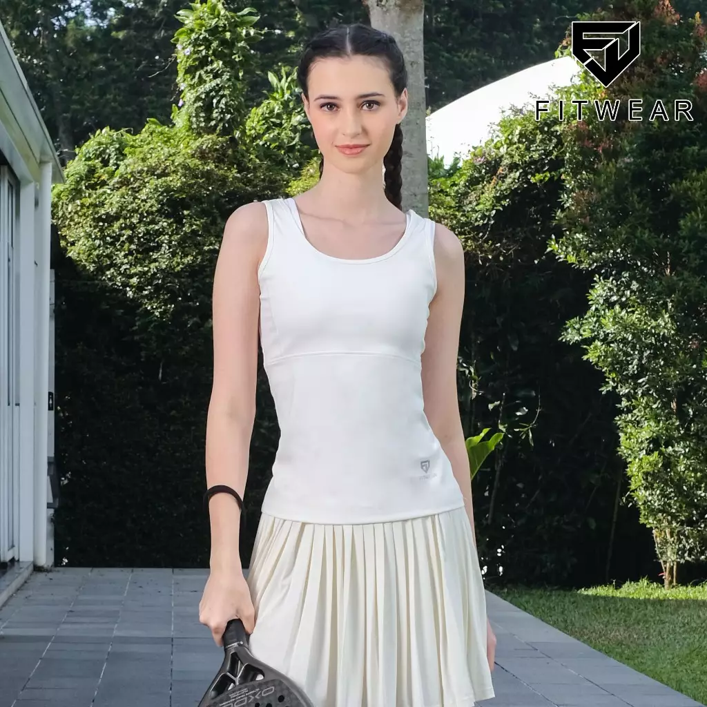 Fitwear Tanktop Olahraga Wanita VIVIAN BACKMESH SLIMFIT - WHITE