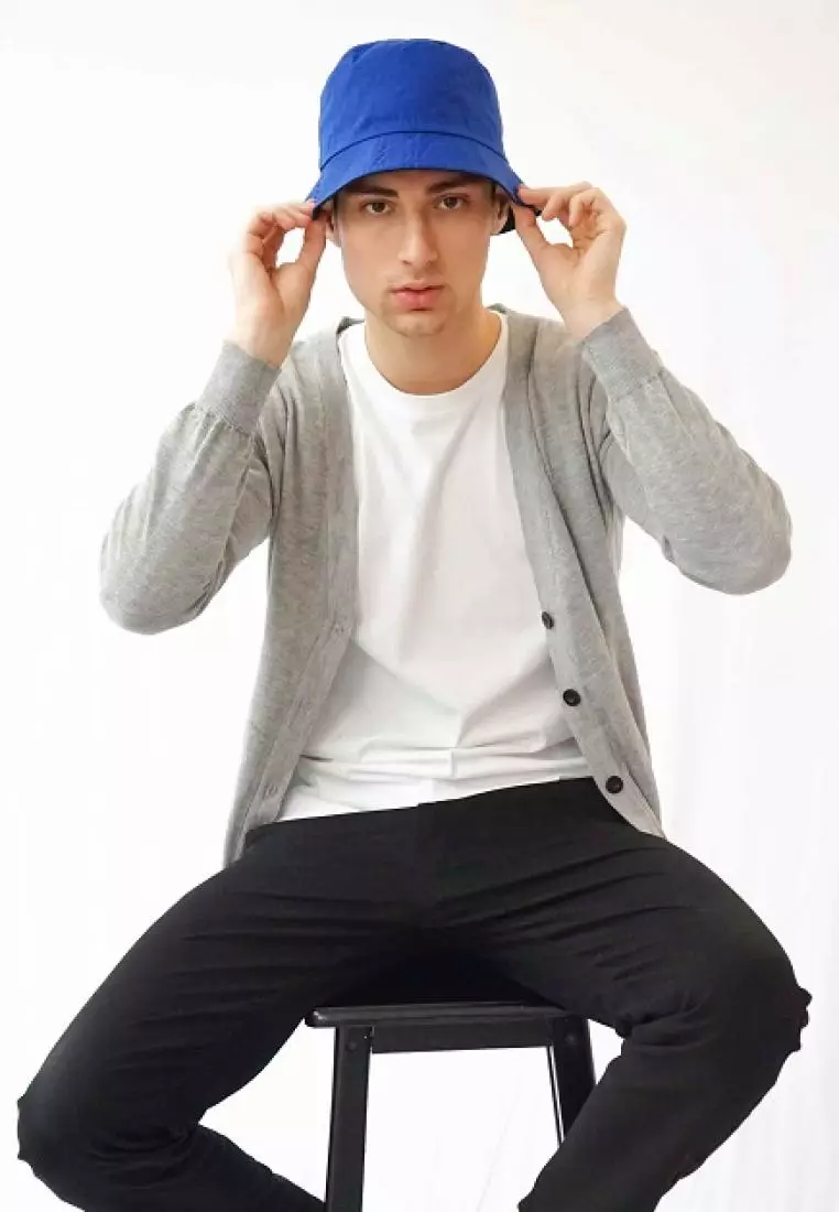 Houseofcuff Bucket Hat Topi Polos Bolak balik Biru - Hitam - Biru Hitam