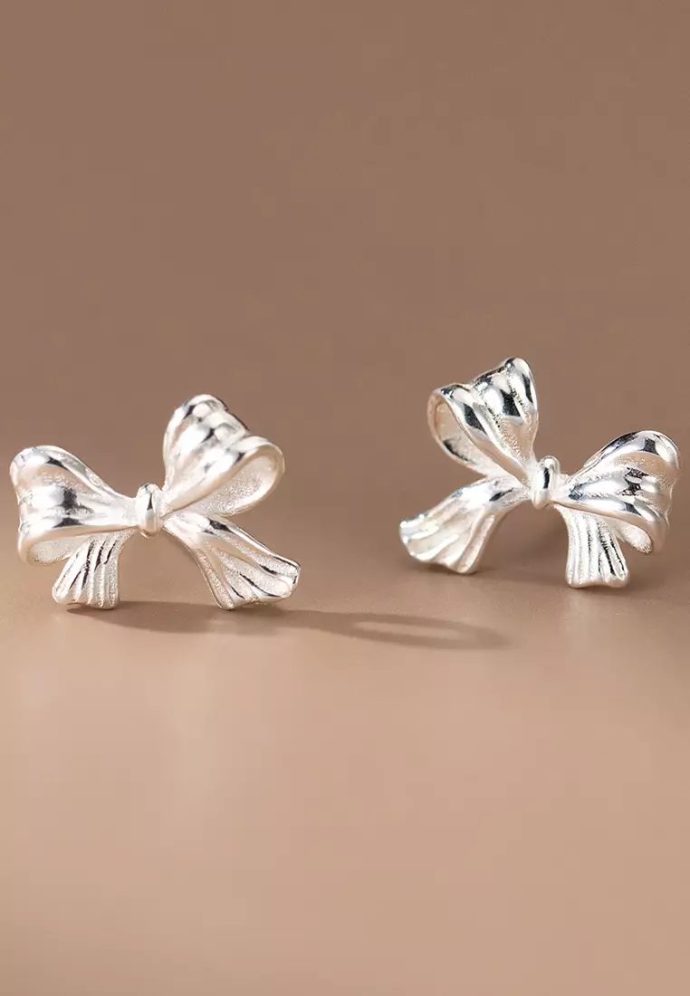 925 Silver Ribbon Earrings JW AR-M04556