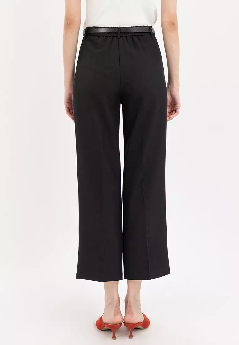 High Waisted Relaxed Straight Leg Stretch Trousers
