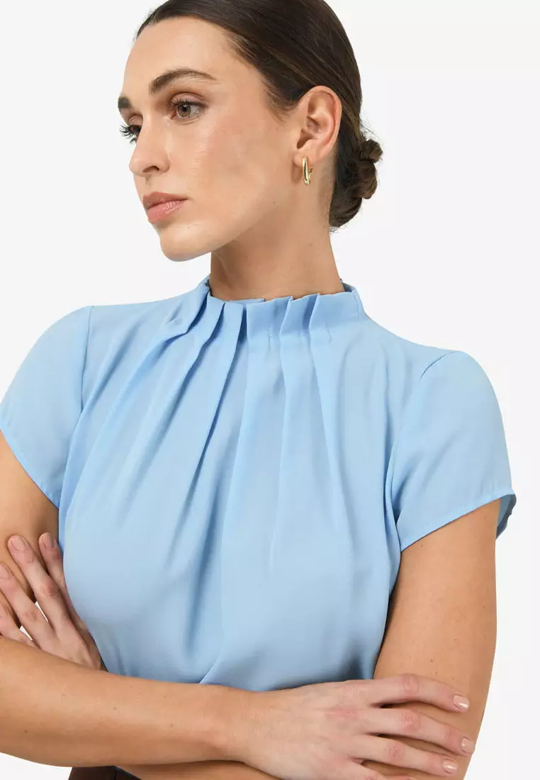 Olivia Pleated High Neck Top