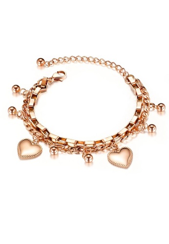 Air Jewellery gold Luxurious Pearl With Heart Bracelet In Rose Gold 43BCDACF301FEAGS_1