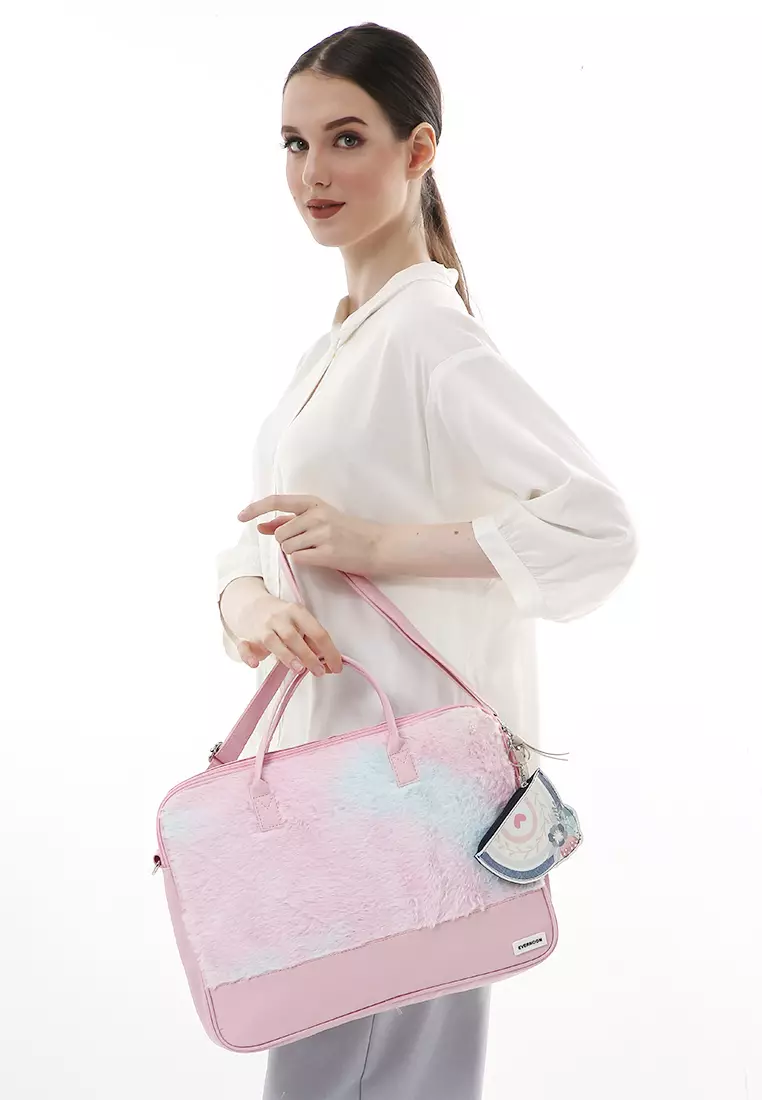 Shania Laptop SlingBag Fluffy Purple Pink With Mini Pouch -  Pink 1 Rainbow