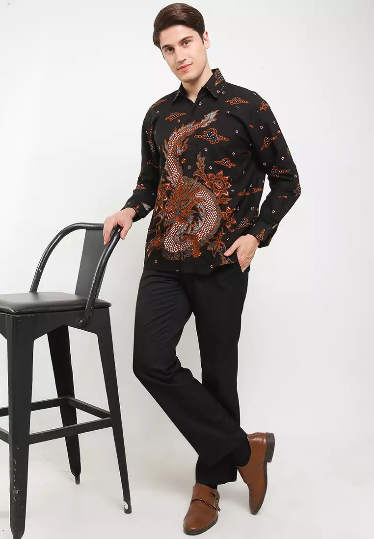 Dragon Kemeja Batik Premium Pria Casual Modern Lengan Panjang