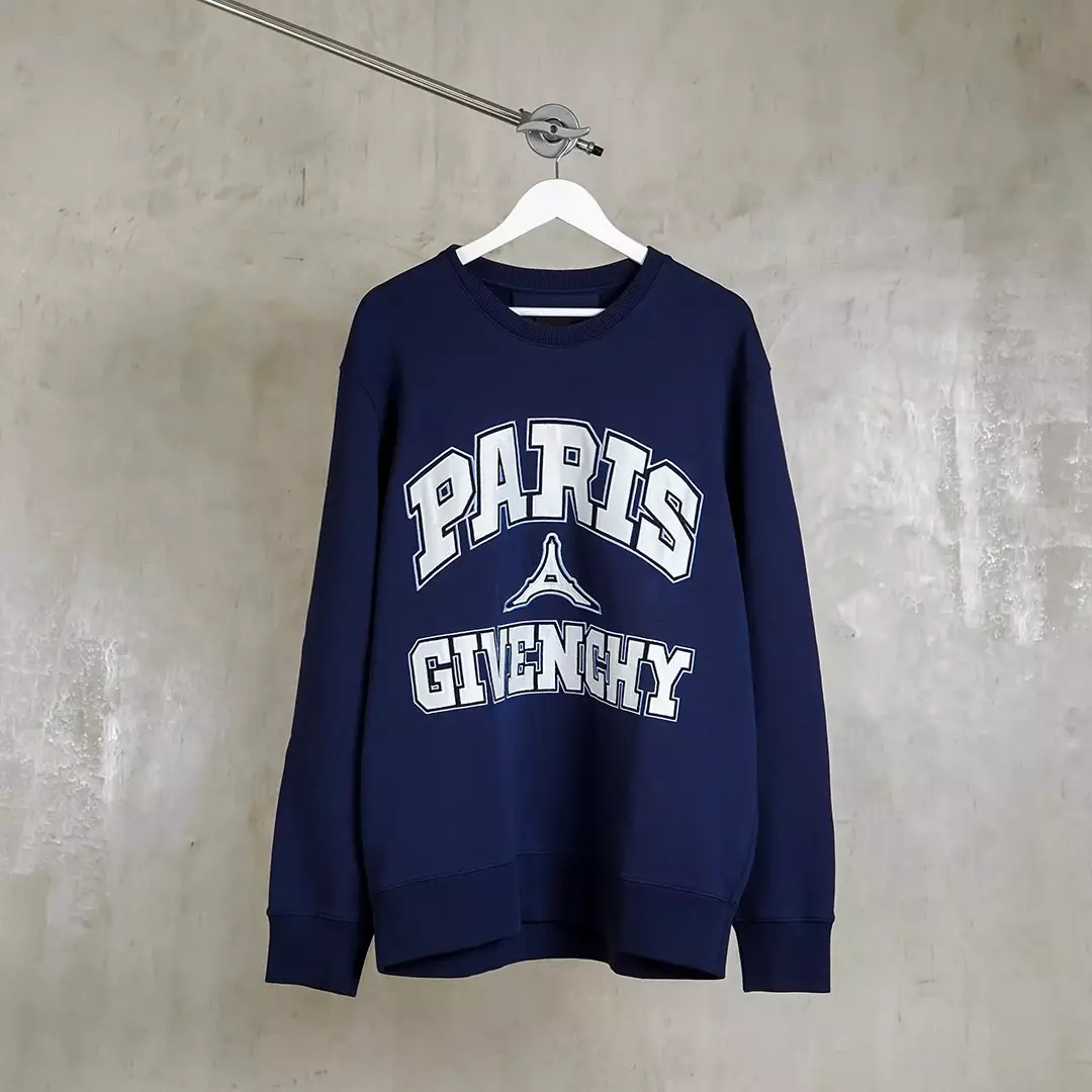 Sweater GIVENCHY EIFFEL PARIS BLOCKED WHITE NAVY SWEATSHIRT 100% ORIGINAL