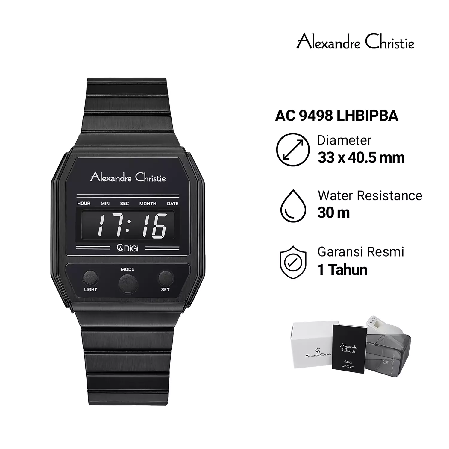 Jam Tangan Wanita - Digital Series - All Black Stainless Steel - 9498 LHBIPBA