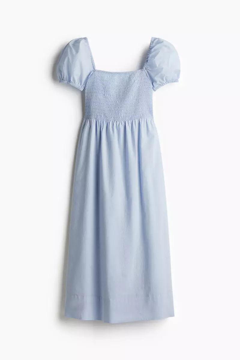 Puff-sleeved cotton dress