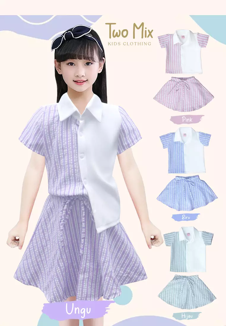 Two Mix - Setelan Anak Perempuan Fashion - Baju Stelan Anak Cewek Viral 1-12 Tahun 4327