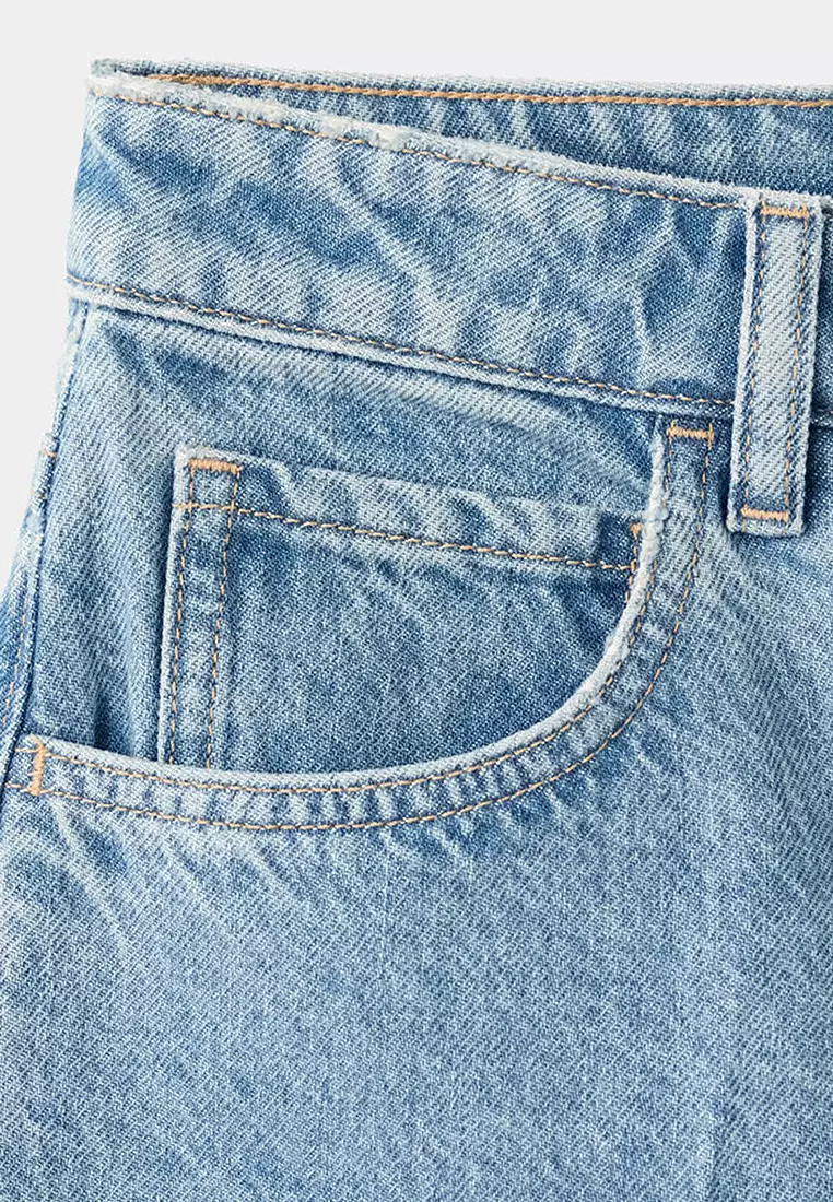 High-Waist Straight-Fit Denim Shorts