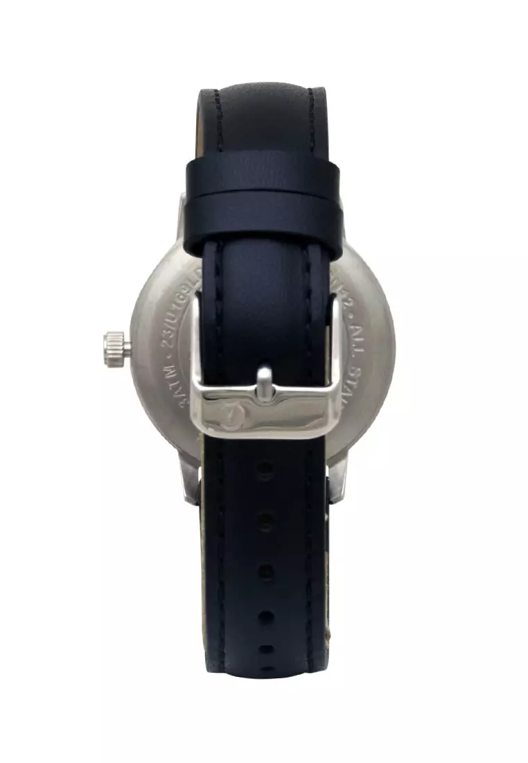 Alexandre Christie Jam Tangan Wanita - Black Silver - Leather Strap - 1028 LDLSSSL