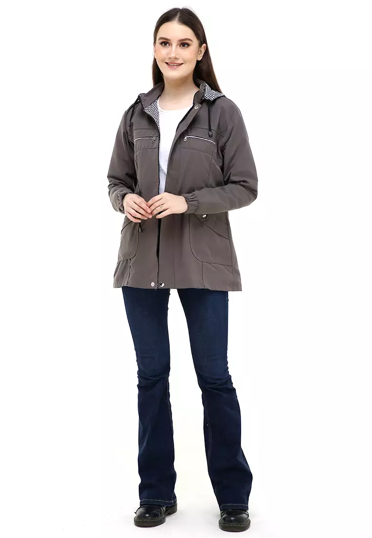 Hardwin Jaket Wanita Adventure Casual Longsleeve Jacket Outer Material Baby Canvas ORIGINAL - Gray