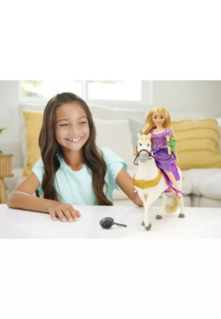 Disney Princess Rapunzel Doll And Maximus Horse Set With Accessories, Saddle With Doll Clip