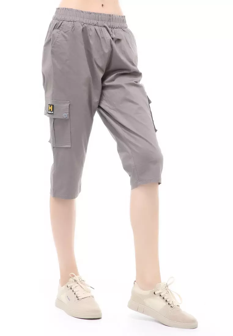 Madoc Short Pants Celana Pendek Kasual Wanita 7/8 Style Pocket Material Cotton ORIGINAL - Gray