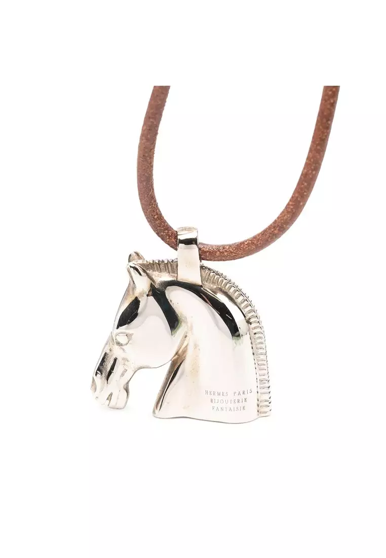 Pre-Loved Hermès Palladium Plated Horse Head Pendant Necklace