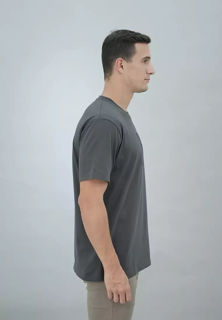 LGS Street - Kaos Casual Pria Lengan Pendek Motif Gambar Sablon Warna Abu-Abu Regular Fit - ST.30.H076.009.C