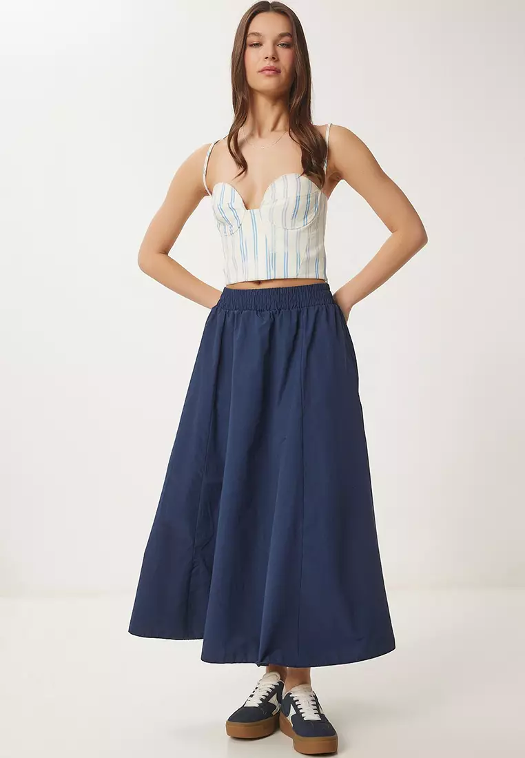 Linen Blended Maxi Skirt