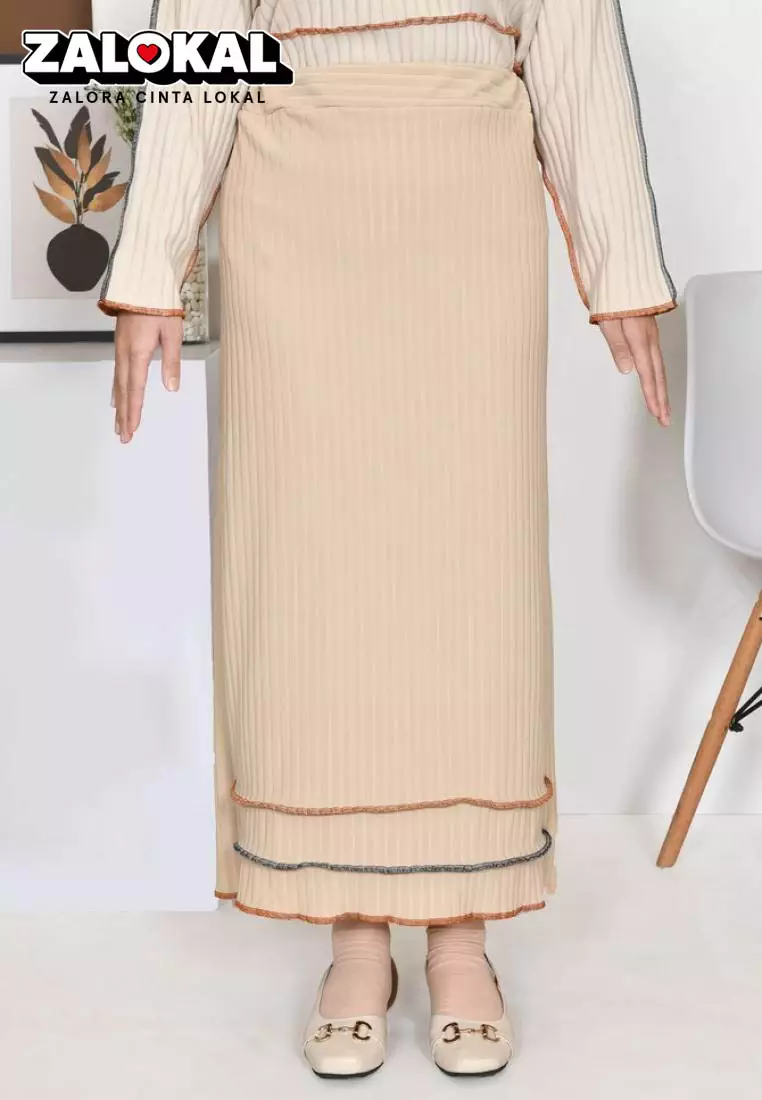 Alma Playfull Knit Skirt - Oat M18354 R24S4