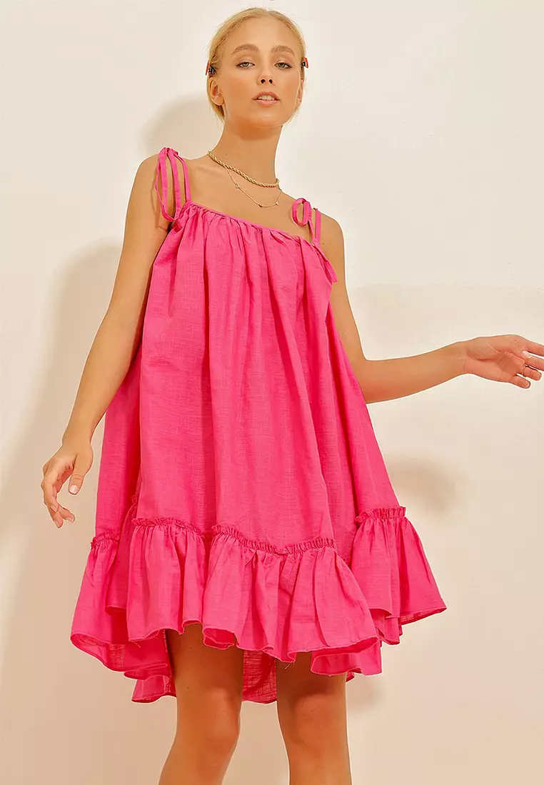 Flounce Terry Cotton Dress