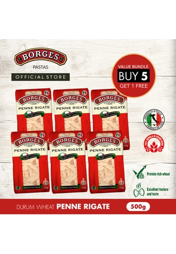 Borges [Borges] Quality Durum Wheat Pasta - Penne Rigate 500g (Bundle of 6) 9EABEESCFBB057GS_1