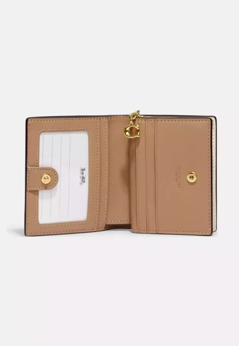 Coach Snap Wallet In Signature Canvas With Nostalgic Ditsy Print Light Khaki Multi