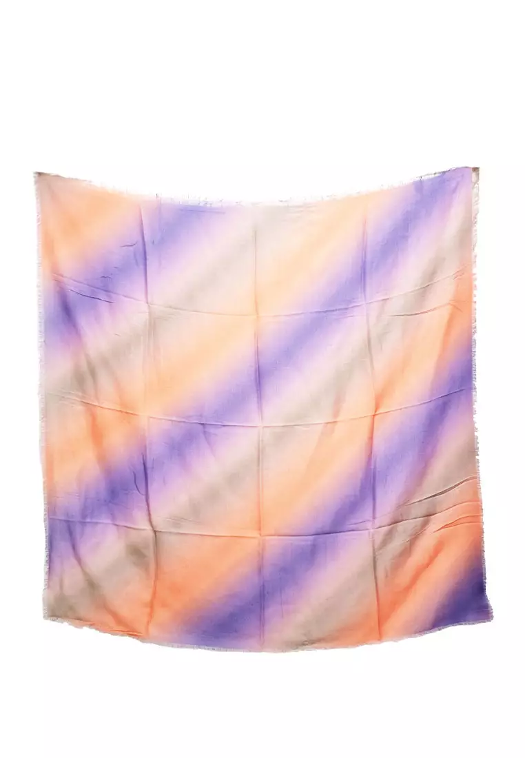 Rainbow Square Scarf Hijab Segi Empat Gradasi Pelangi Orange & Purple