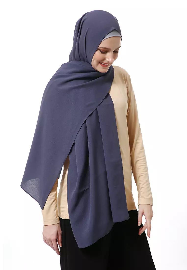 Marit Pashmina Syari Polos Muslimah Wanita Premium High Quality -  Steel Grey