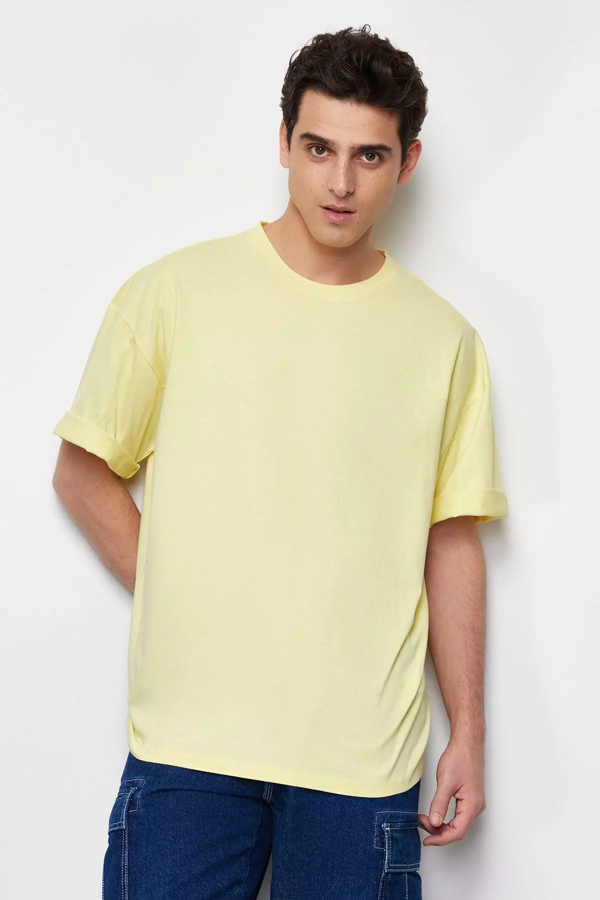 Yellow Oversize/Wide Cut 100% Cotton T-Shirt TMNSS22TS0318