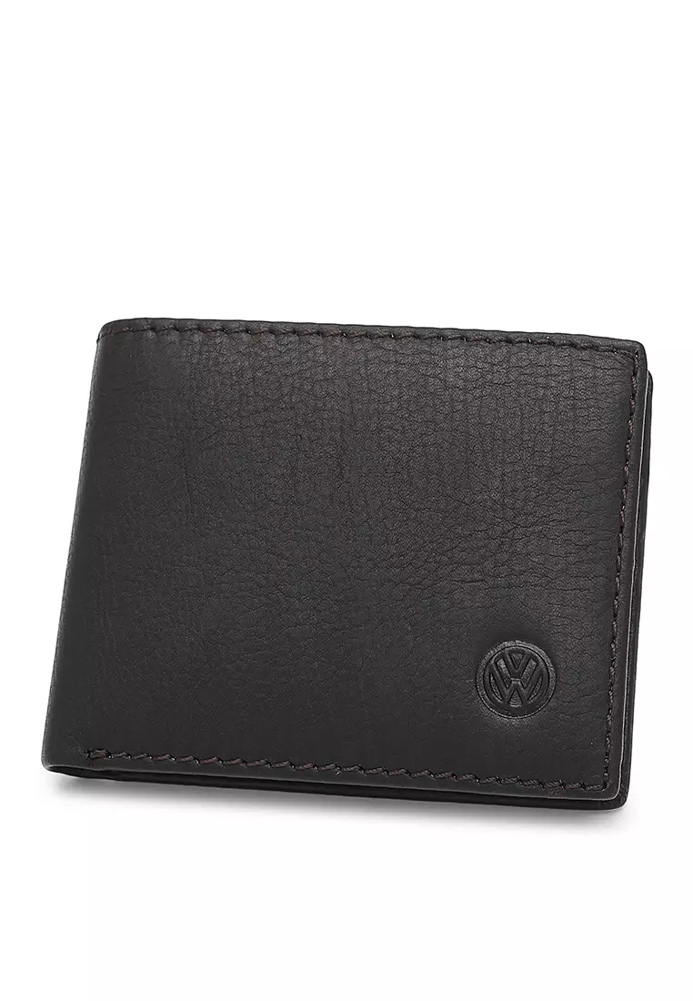 Buy Volkswagen Men's RFID Genuine Leather Bi Fold Center Flap Short ...