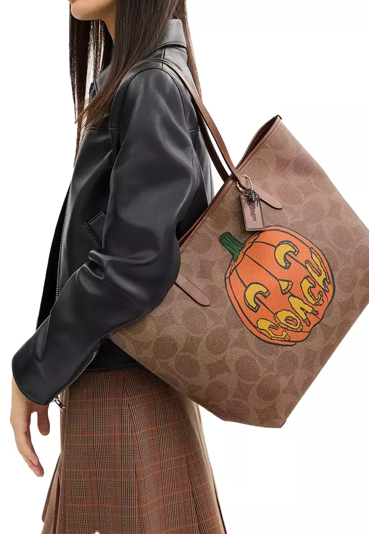 City Tote Bag In Signature Canvas With Halloween Print CCE70