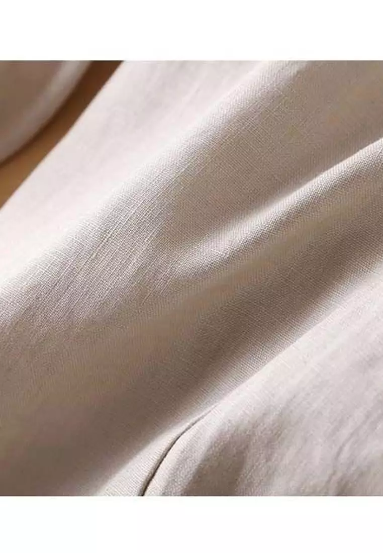 High Waist Cotton-flax Cropped Pants RZ-C132