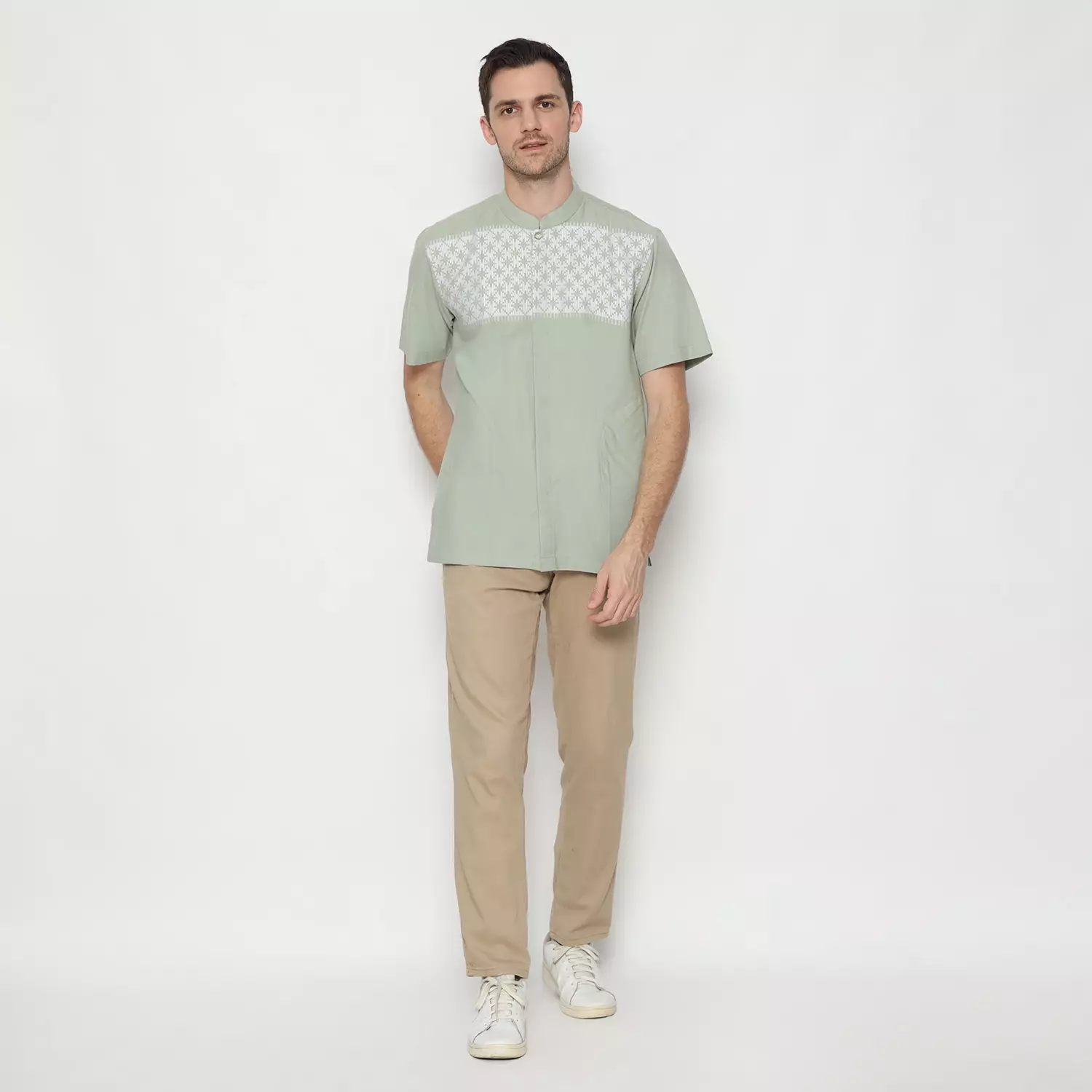 Platini Kemeja Koko Pria Lengan Pendek Katun 931318.52 SAGEGREEN