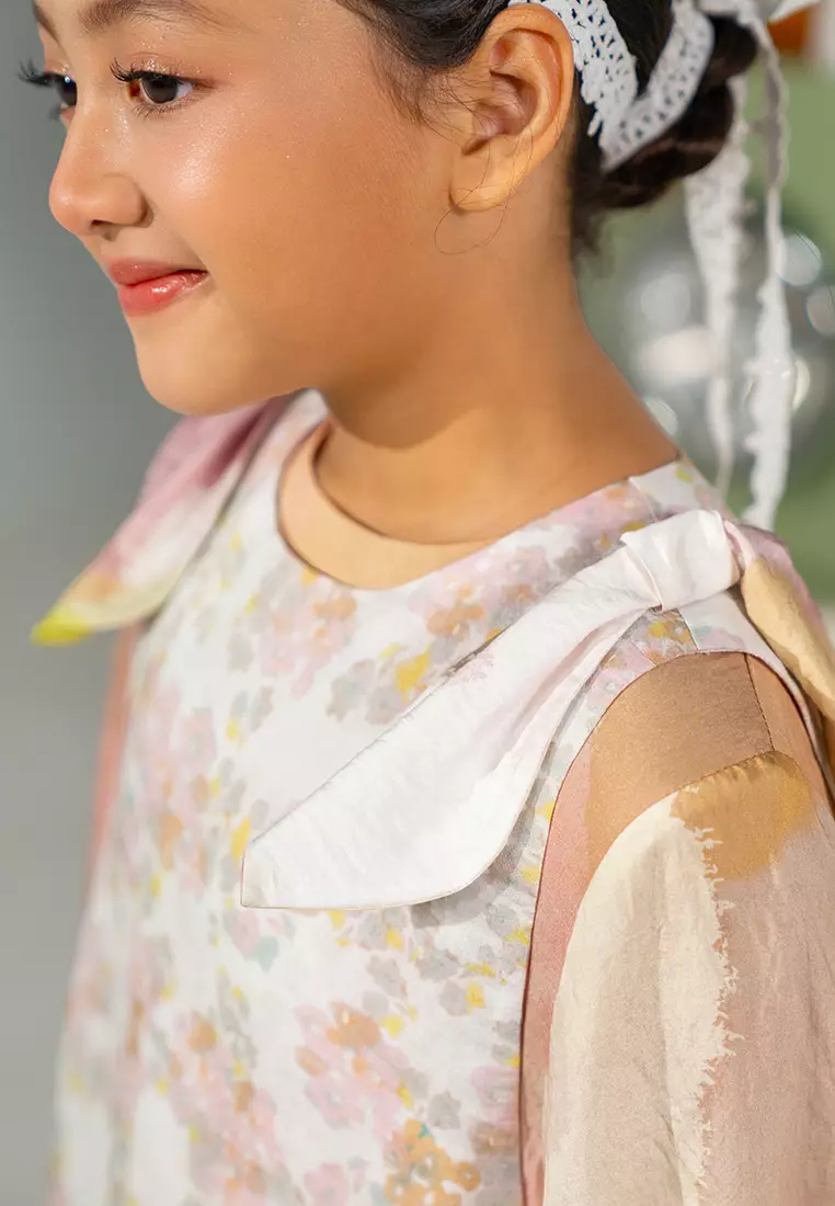 Kami Gani Layered Kids Dress Beige
