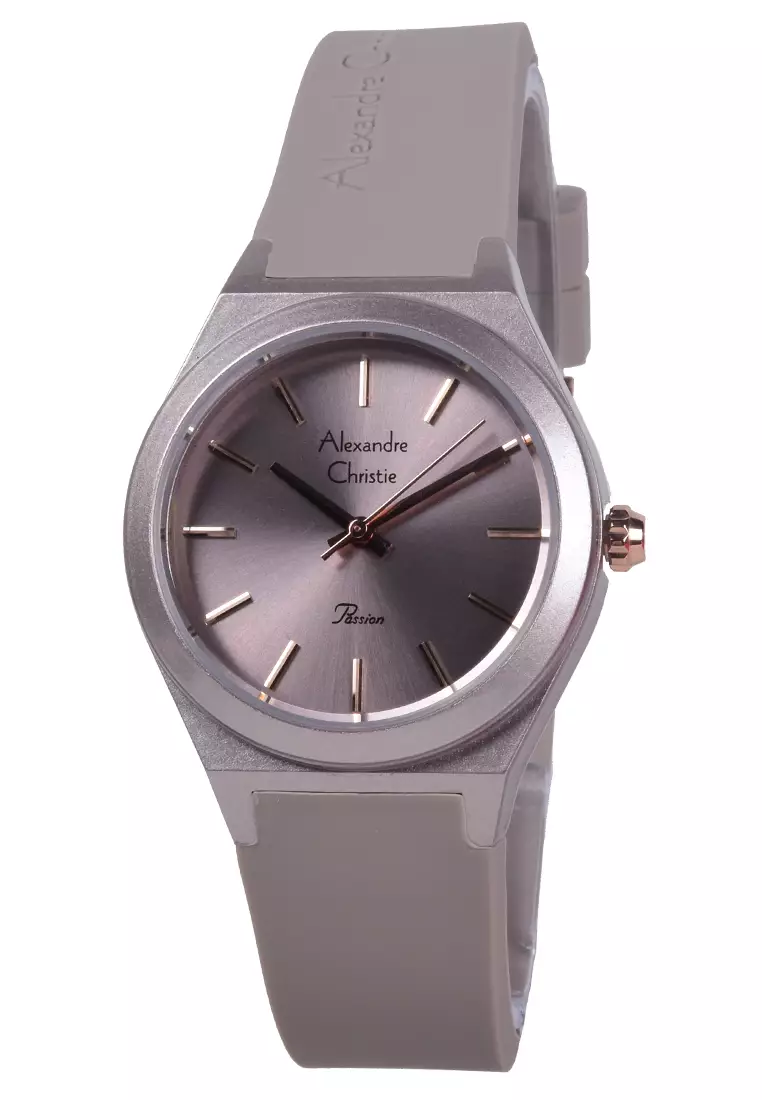 Alexandre Christie - Jam Tangan Analog Wanita - Grey - Rubber Strap - 2A07 LHRRGGR