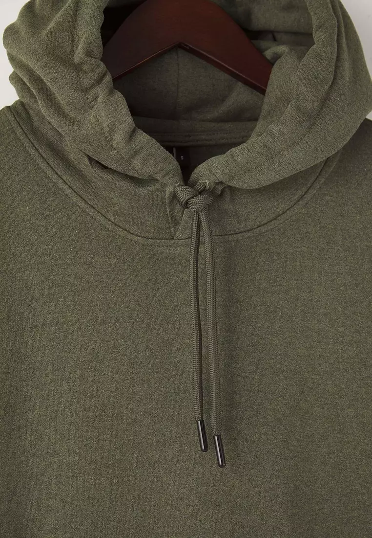 Khaki Oversize/Wide Cut Hooded Fleece/Warm Floral Printed Sweatshirt