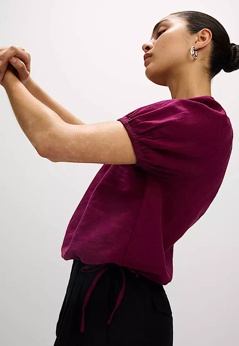 Linen Rich Drawstring T-Shirt