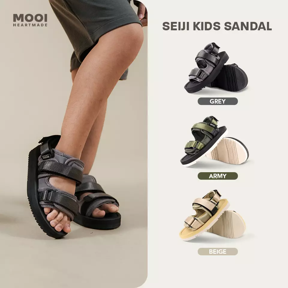 Mooi Sepatu Sandal Traveling Anak Seiji - Grey