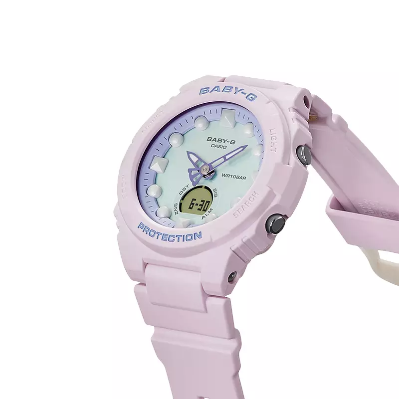 Jam Tangan Wanita Casio Baby-G BGA-320FH-4ADR Fantasy Holographic Colors Digital Analog Dial Purple Resin Band