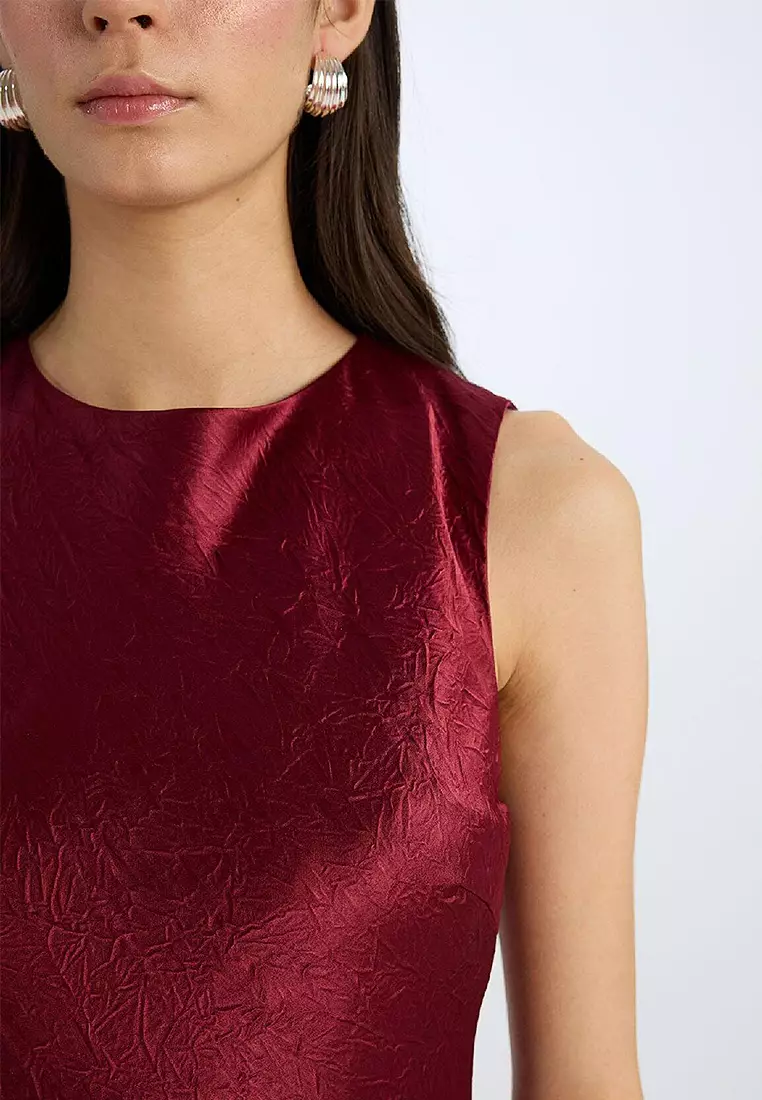 Satin Sleeveless Midi Dress