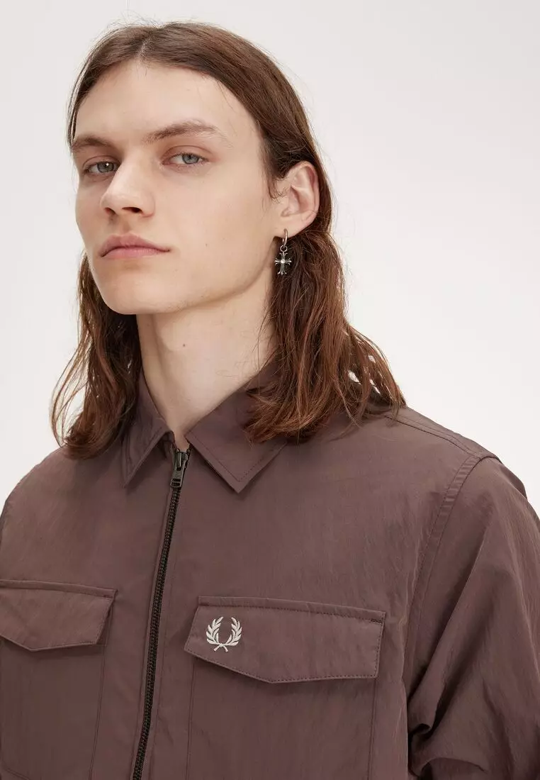 FRED PERRY Chunky Rib Coat ブラウン Twill Zip-Through Overshirt(M 363：WARM STONE): | FRED PERRY