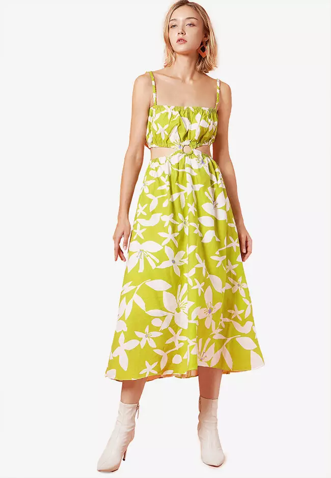 Strap Tube Bodice Cutout Midi Dress