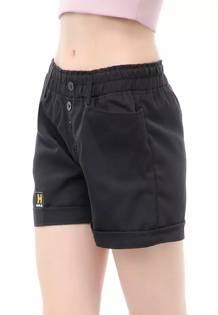 Madoc Short Pants Celana Pendek Kasual Wanita Highwaist Front Pocket Material Cotton ORIGINAL - Black