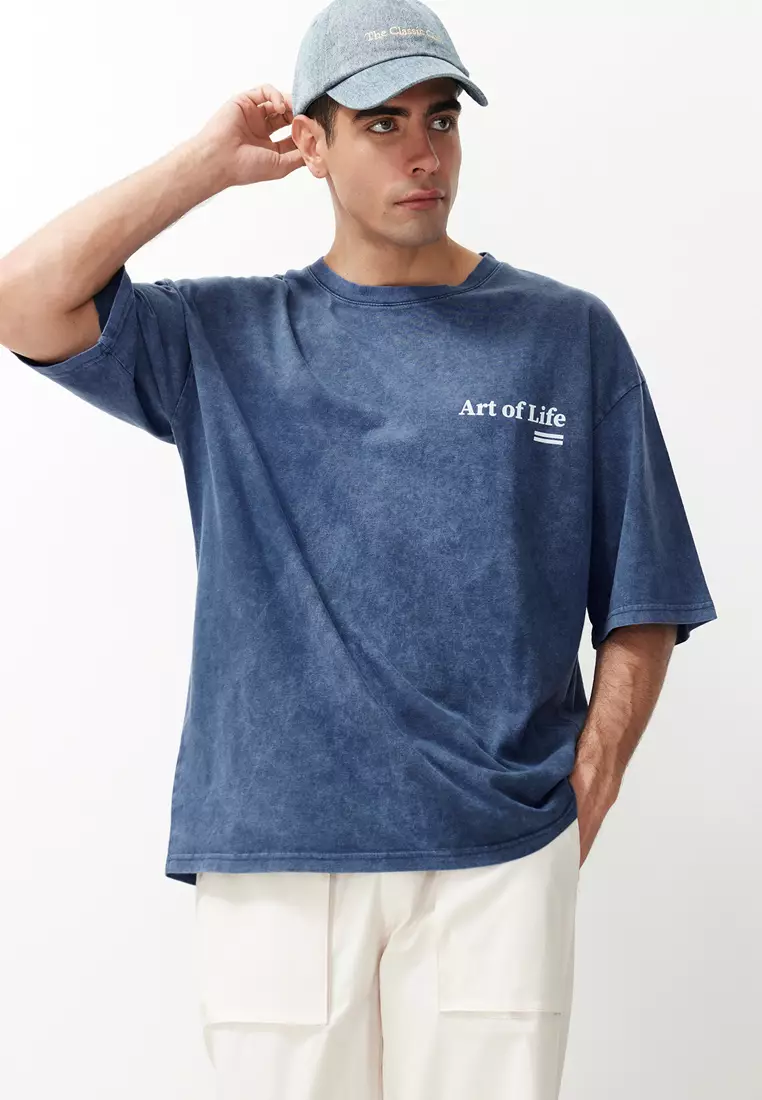 Faded-Effect Printed T-Shirt