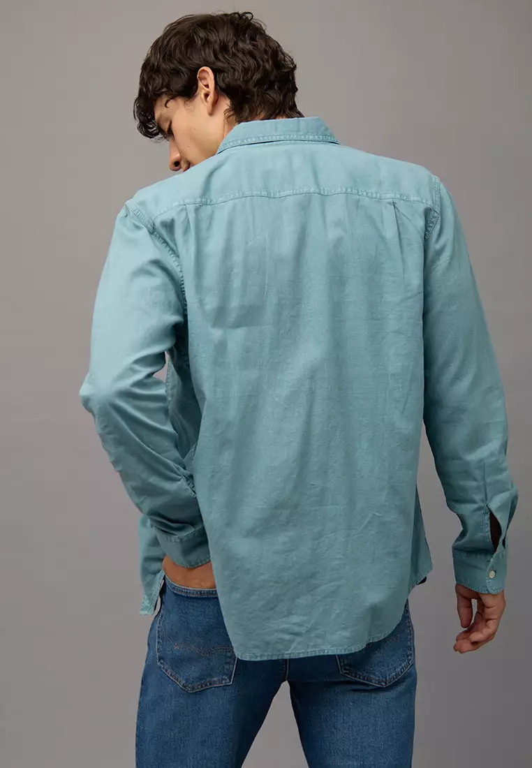 Cotton Linen Garment Dyed Shirt