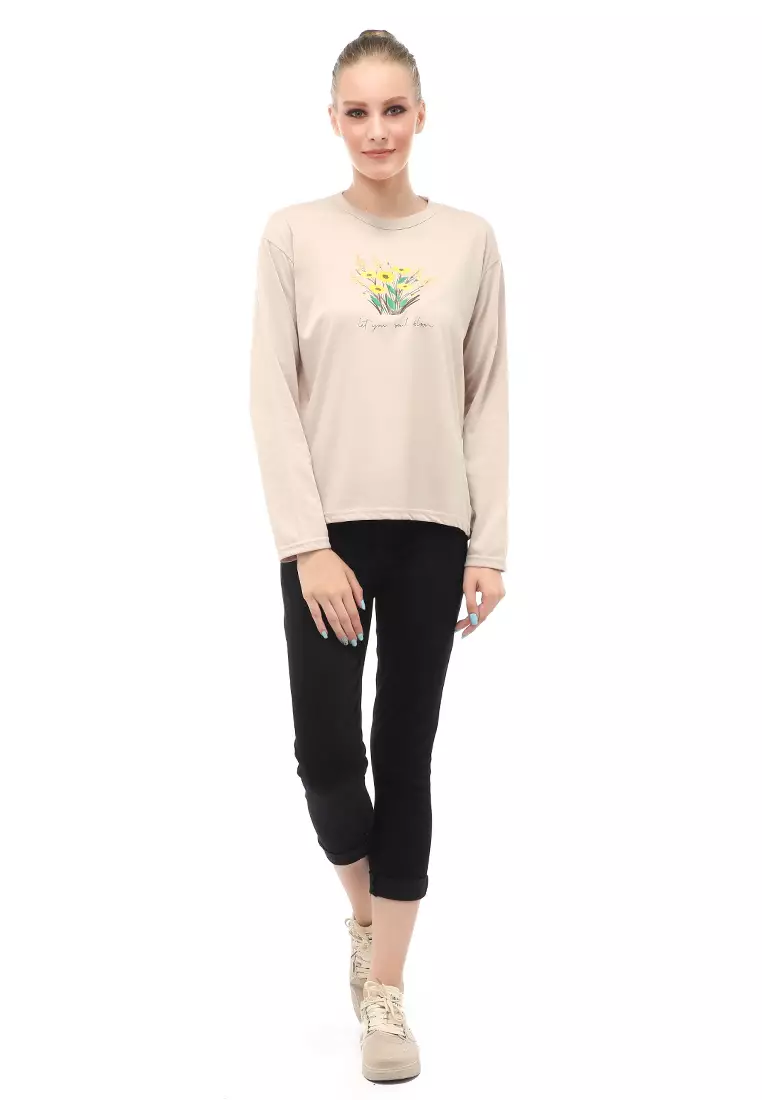 Dreama Kaos Oversized Long Sleeves Atasan Wanita Relaxed Fit - Bepan LYSB